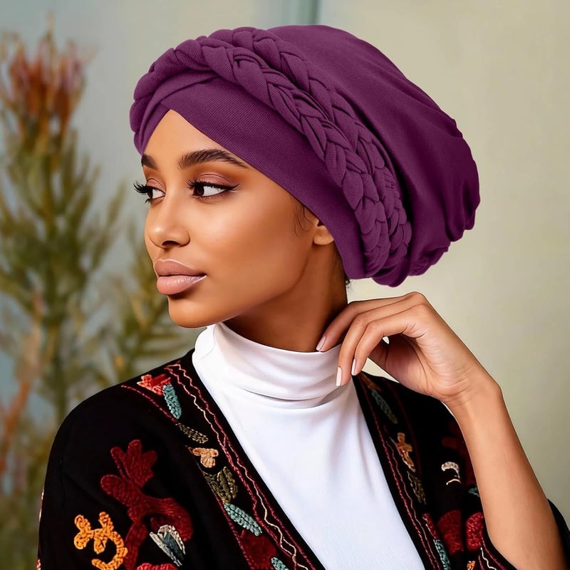 DRESHOW African Women Turban Caps Beanie Twist Headscarf Pre-Tied Double Twisted Braids Headwraps for Women Chemo Cancer Cap - Image 2